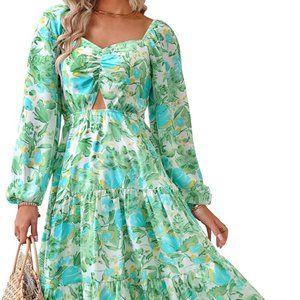 AMAZON BTFBM Green Floral Dress (New with Tags)